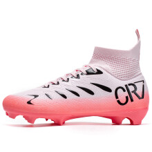 (Pink, 45) Popular high-top football shoes FG,TF,suitable for professional training for both men and women,available in four color options