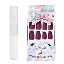 Acryl nepnagels, mat, effen kleur, opplakbaar, nagelkunst, doe-het-zelf, herbruikbare nepnagels, medium stiletto nepnagels met duurzaam design en