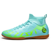 (Blue, 43) Brand new high-top indoor flat-soled football shoes, suitable for both men and women for five-a-side training. futsal shoes