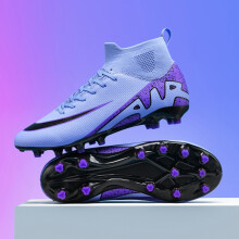 (Purple FG, 33) New Men Soccer Shoes Indoor Cleats Football Boots Match Long Spikes Sneakers Breathable Ultralight Training Drop Shipping