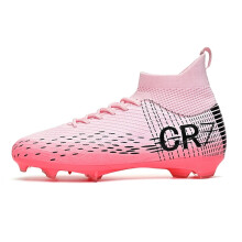 (Pink FG, 35) New Men Soccer Shoes High-top Futsal Cleats Sneakers Football Boots Grass High-quality Non-Slip Match Indoor Hot-selling FG/TF