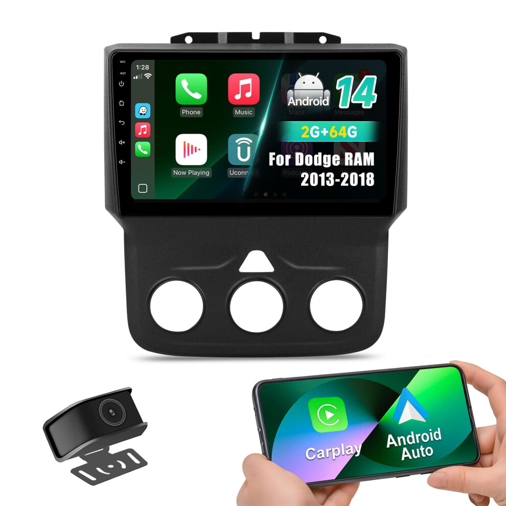 Android Car Stereo For Dodge Ram 9' Ips Touch Screen Wireless Carplay Android Auto Bluetooth Wifi 64Gb 9187378792483