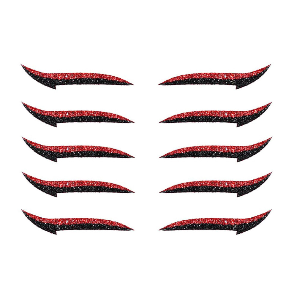 Red Reusable Glitter Eyeliner Stickers 5 Pairs Self Adhesive Waterproof Party Eye Makeup