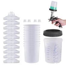 Paint Cups 10Piece Set With Clear Scale, Reusable Automotive Paint Mixing Containers With Lids 160ml