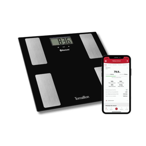 Báscula de baño conectada - TERRAILLON - SMART CONNECT NEGRO - Bluetooth - 160 kg - 100g de precisión 1