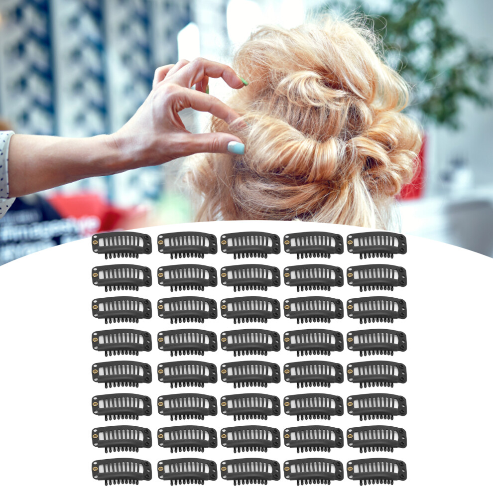 Unisex Black 40Pcs Stainless Steel Wig Clips 1.3In For Hair Extensions Diy Accessory