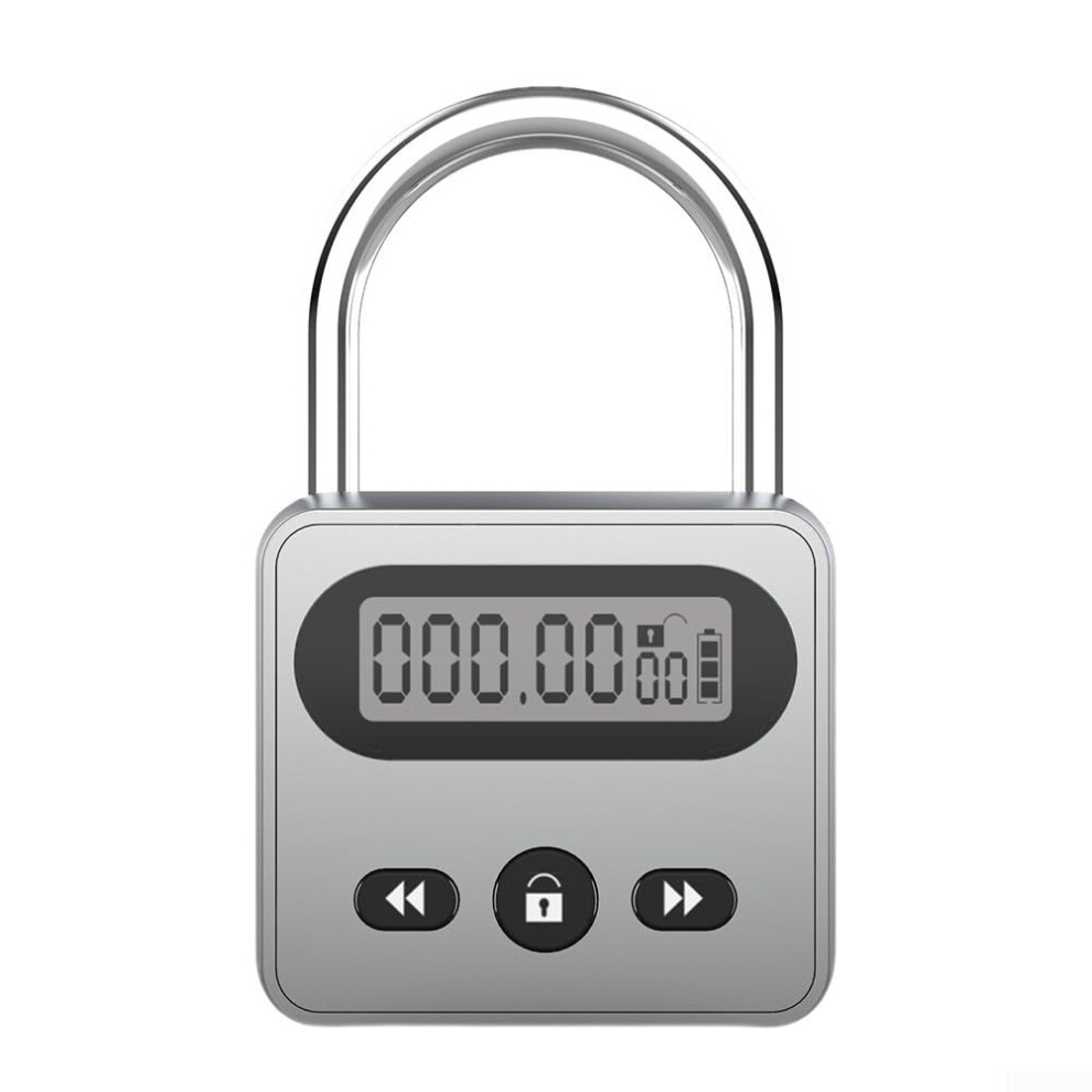 Metal Timer Lock With Lcd, 999Hour Countdown, Usb Rechargeable Splashproof Security Lock Gray 9189345542541