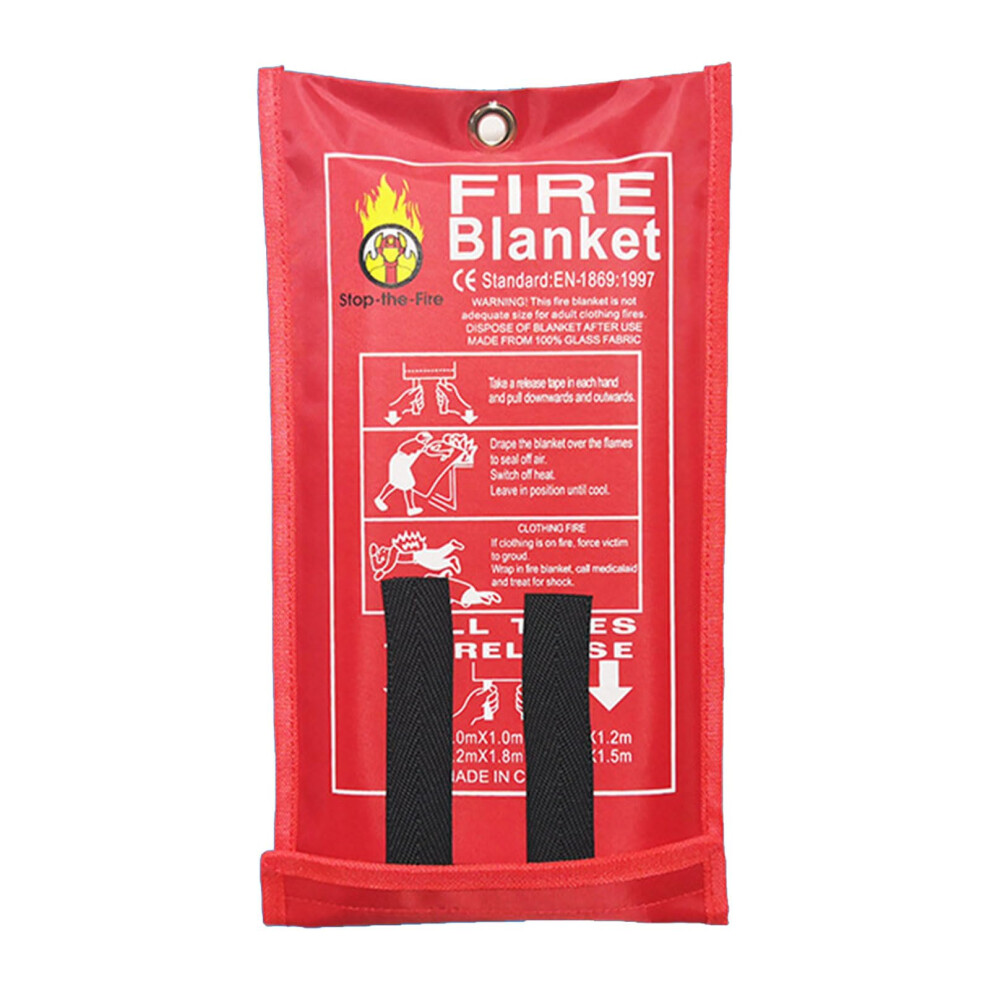 Fire Blanket 1.5M X 1.5M Fiberglass Flame Retardant For Kitchen Bbq Car Camping Safety Red 9187378792971