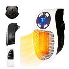 Space Heater with Remote, 450W PTC Ceramic Fast Heating Plug In Wall Outlet Indoor Electric Heater