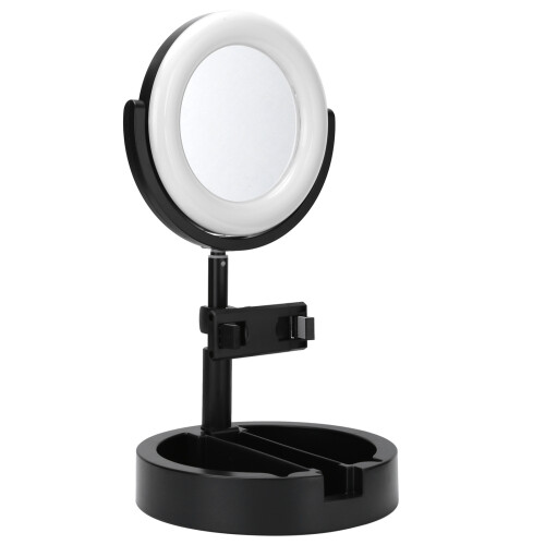 Selfie Ring Light With Storage Base 3 Lighting Tones Foldable Portable Angle Adjustable Dimmable Light Universal Rotatable Phone Holder For Live Strea 1