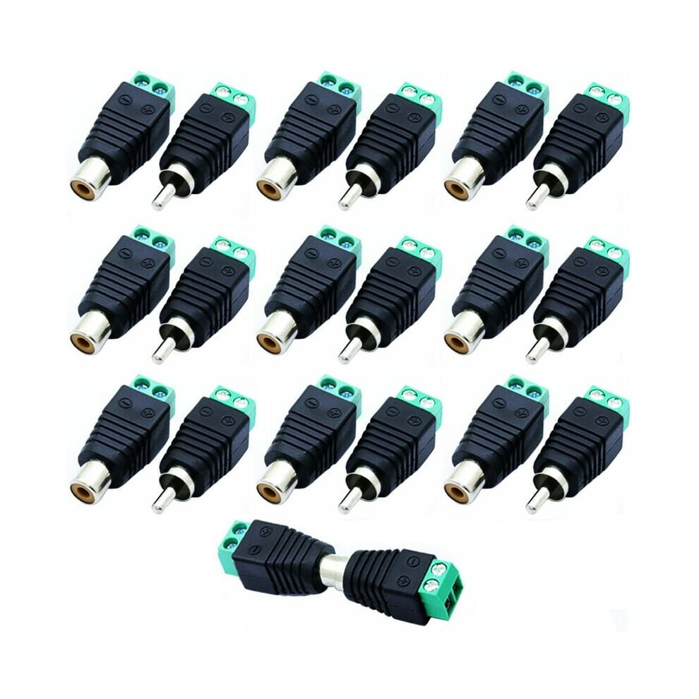 Phono Rca Male Plug To Av Screw Terminal, Solderless Adapter For Cctv Security Camera System Ensuring Easy Installation And Compact Design, Audio Vide 9012494159066