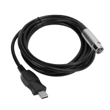 Mikrofonkabel för kondensatormikrofon, XLR till USB-länkadapter med utmärkt ljud för livepodcast och karaokesessioner (3 meter)