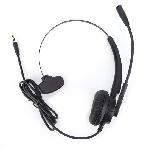 Fone de ouvido com microfone com cancelamento de ruído para computador e celular, microfone flexível com haste, dobrável, leve e confortável,