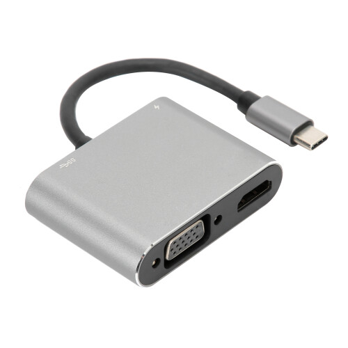 Πολυθυρικός διανομέας USB C από αλουμίνιο, θύρα φόρτισης 4K HDMI VGA USB3.0 και PD με καθαρή 2
