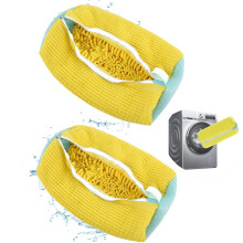 Shoe Washing Bag 2Pack Upgrade 360Degree Deep Clean Yellow Reusable Durable Zipper For Sneakers And Running Shoes