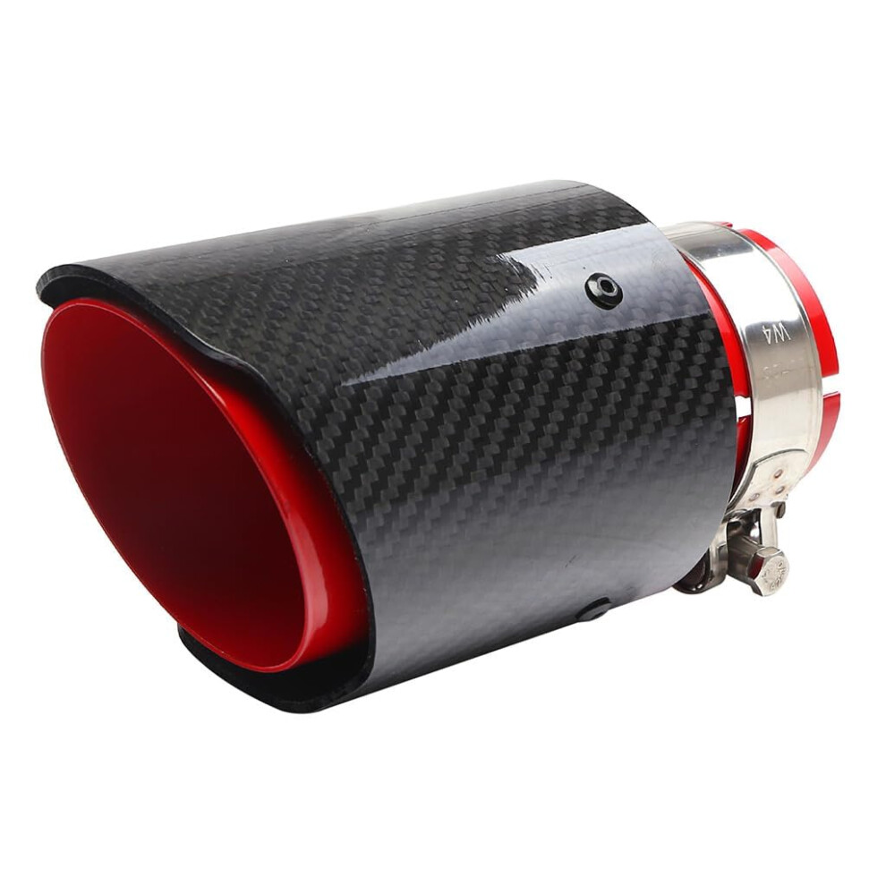 Universal Stainless Steel Car Exhaust Tip With Sporty Carbon Fiber Look, Glossy 6389Mm Red 9199774516778