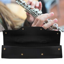 Synthetic Leather Flute Carrying Bag with Shoulder Strap, 45x6.5x13cm, Black