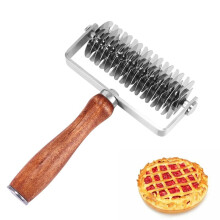 Deegroosterrollersnijder met Houten Handvat - Premium Roestvrij Staal voor Perfecte Koekjes, Taarten, Pizzabrood
