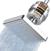 Filtered Shower Head 20Stage Luxury Rain Filter For Hard Water 6Inch Square Pressure ChromePlated
