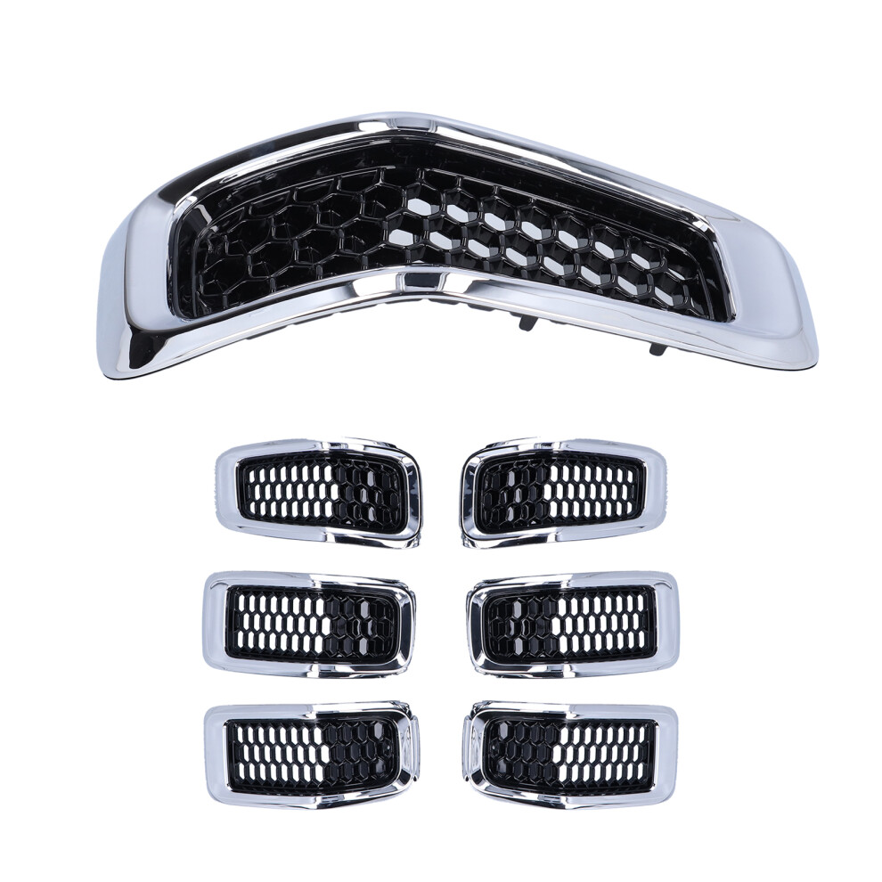 Front Grille Guard Chrome Inserts 7Pcs Set For Jeep Cherokee Models 8711378723720