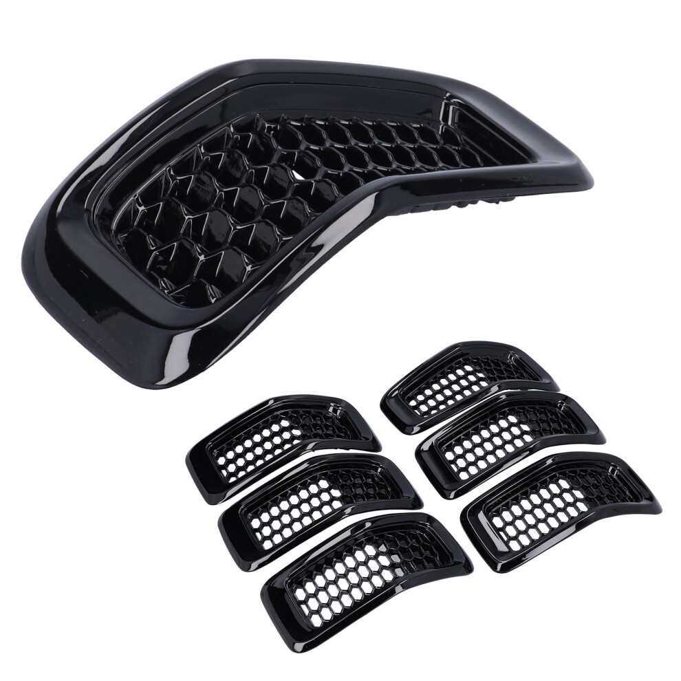 7Pcs Glossy Front Grille Inserts Fit Jeep Cherokee 2014-2018 Black 7621378723761