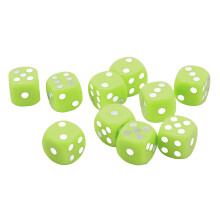 Ensemble de 30 dés en plastique vert clair de 16 mm pour jeux de société et jeux de mathématiques