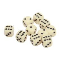 30 Stück 16 mm Plastik-Würfel Set für Brettspiele, Beige, 6 Seiten