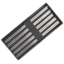 Stainless Steel Chopsticks 5 Pairs Included NonSlip Engraved Metal Tableware For Camping Use Temperature Resistant