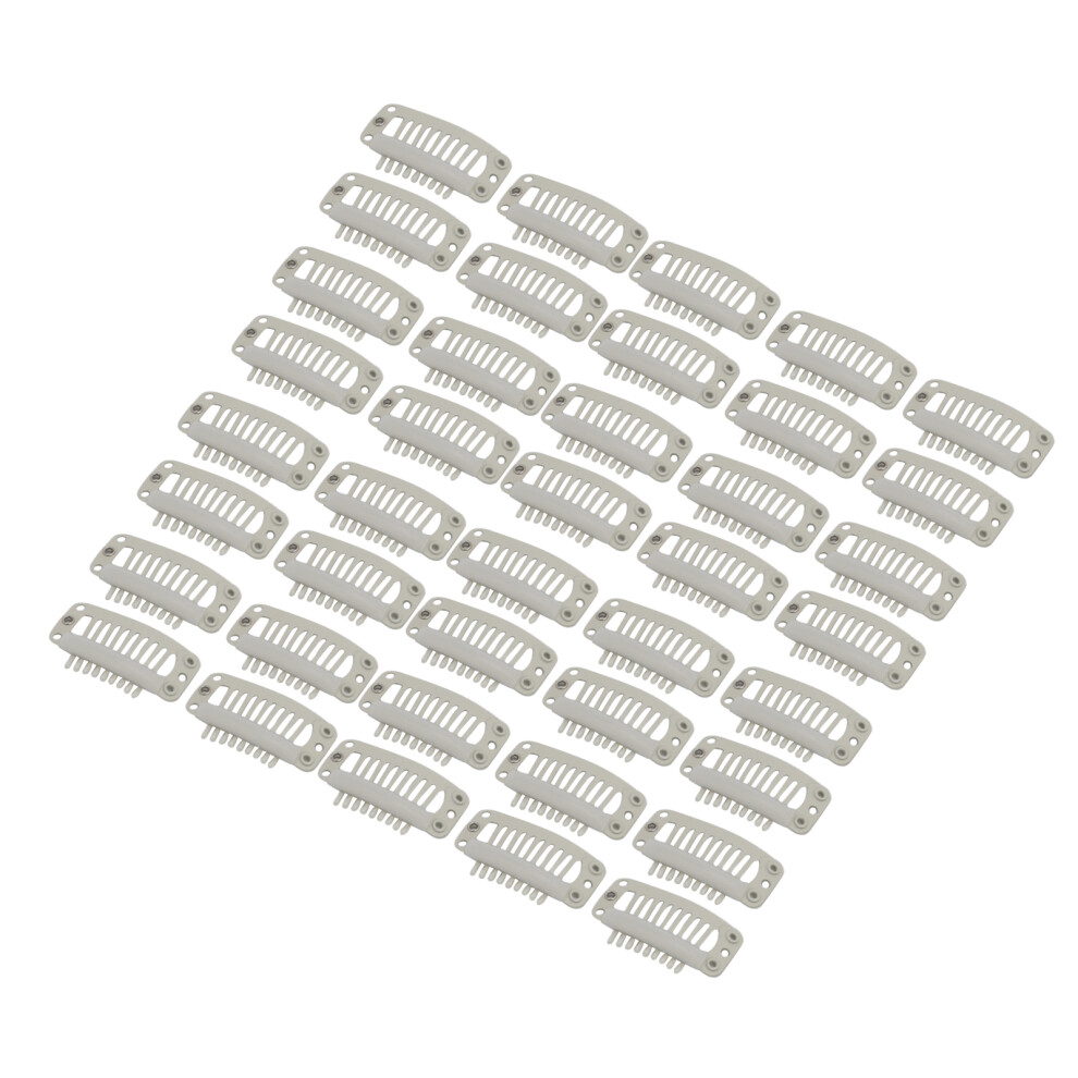 Unisex Cream 40Pcs 1.3In Beige Diy Wig Clips Set 9 Teeth Snap Comb Hair Extensions