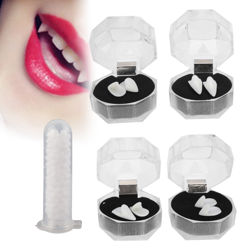 Halloween Party False Teeth Set with Denture Props and Adhesive for Cosplay