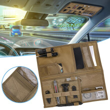 Car Sun Visor Organizer For Vehicle Accessories, Tactical Visor Organizer With Molle Tactical Sun Visor And Zipper Pouch Organizer, Premium Material