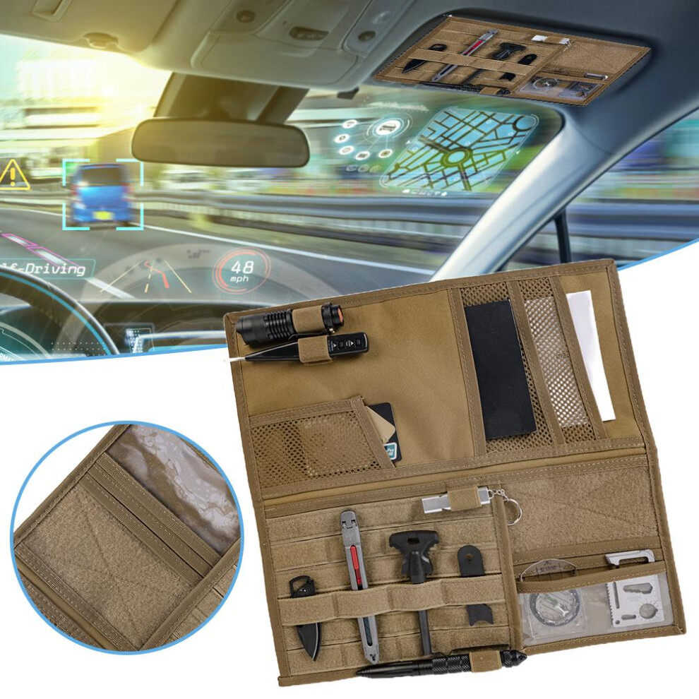 Car Sun Visor Organizer For Vehicle Accessories, Tactical Visor Organizer With Molle Tactical Sun Visor And Zipper Pouch Organizer, Premium Material 9358999931395