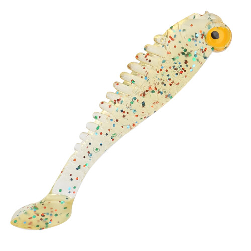 50 Stück Silikon Anglerköder Weiche Paddle Tail Swimbaits Gelb Grün 5x0,5cm 2