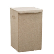 Laundry Hamper with Handles, Large Collapsible Dustproof Basket for Bedroom Bathroom Dorm, Beige