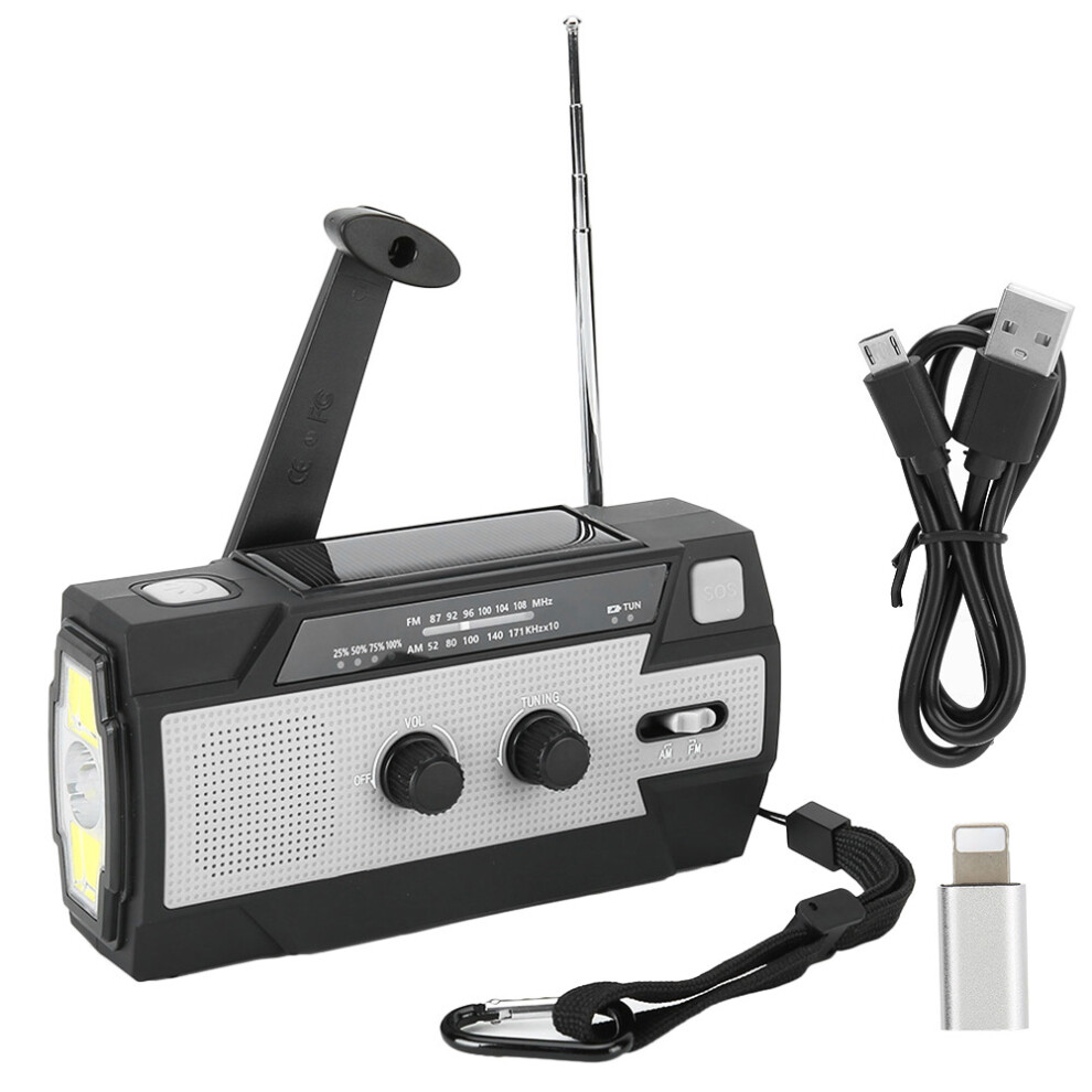 Weather Radio For Camping And Hiking, Waterproof Solar Crank Charging Emergency Radio With Am Fm Radio Function And Battery Operated Backup (White) White 9012494059885