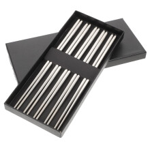 5 Pairs Stainless Steel NonSlip Chopsticks Set with Decorative Engraving for Asian Cuisine