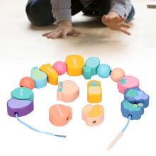 Holz-Schnur-Perlen-Spielzeug für Kinder im Alter von 4-6 Jahren, bildendes Obst- und Gemüse-Set