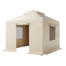 Capa de Inverno para Gazebo-Duoku-3,05 x 3,05 m, Cobertura para Teto Rígido Duplo-com Paredes Laterais e Janelas de Rede