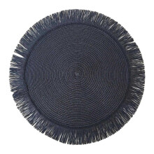 Burlap Placemats 13 Inch Round Woven with Tassels Rustic Boho Design for Table Protection