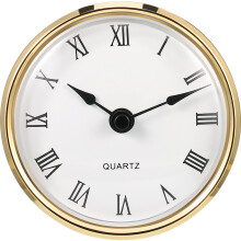 3-1/8 Inch Quartz Clock Insert with Roman Numerals White Dial Gold Trim Battery Operated for Home Kitchen Bedroom School Purple