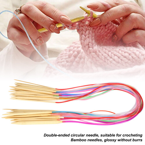18Pcs Bamboo Circular Needles Set 80cm Double Points with Accessories Pack 2