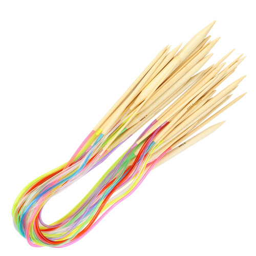 18Pcs Bamboo Circular Needles Set with Accessories, 40cm-120cm Sizes 2