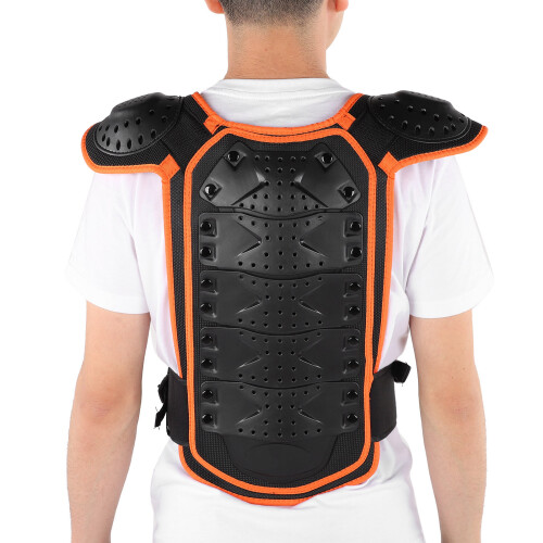 Children Riding Canvas Back Protector Vest, Adjustable, Orange/Black, L 1