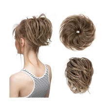 Messy Bun Hair Piece Synthetic Elastic Donut Chignon For Women, Claw Clip Compatible Blonde Ponytail Extension