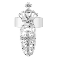 Bague d'ongles tendance et élégante, ornée de cristaux et de motifs 3D exquis, en alliage ajustable, pour ongles naturels ou artificiels, idéale