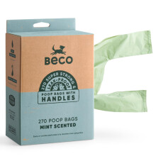Beco Dog Poo Bags - Strong & Large Poop Bags - 270 Bags, Tie Handles,