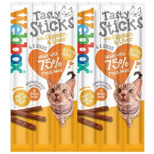Webbox Webbox *NEW* 6 PACK MIXED CAT STICKS CAT KITTEN MEATY STICK TREAT COD 2
