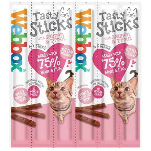 Webbox Webbox *NEW* 6 PACK MIXED CAT STICKS CAT KITTEN MEATY STICK TREAT COD 1