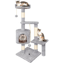 Cat Tree, 112cm Cat Scratching Post for Indoor Cats, Multi-Level Stabl
