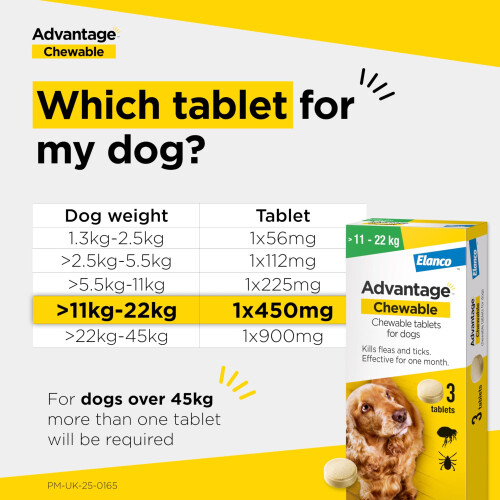 Advantage Advantage Chewable 450mg Chewable Tablets for Dogs >11 - 22kg (3 pack) 1